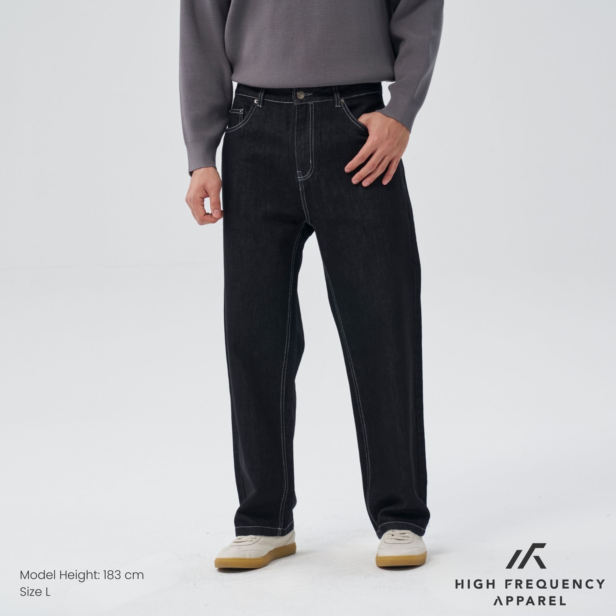 Straight Cut Dark Denim With Contrast Stitch