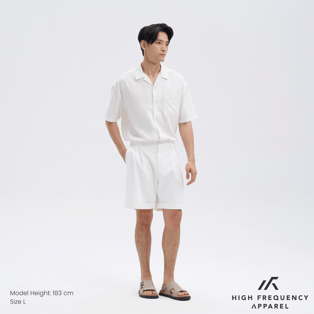 Double Pleated Waistband Shorts with Cuffed Hem