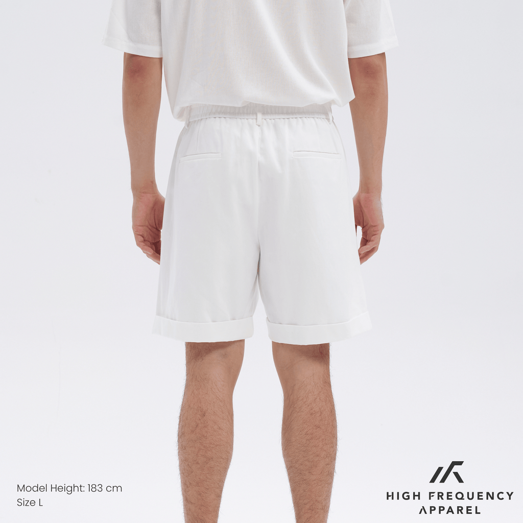 Double Pleated Waistband Shorts with Cuffed Hem