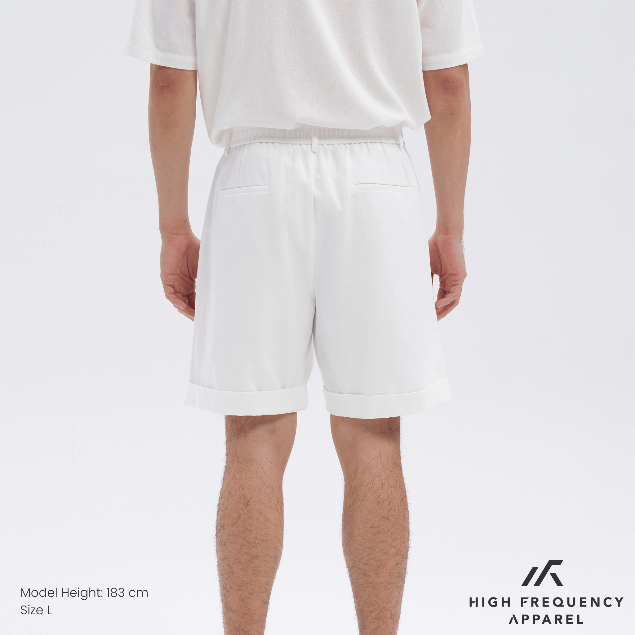 Double Pleated Waistband Shorts with Cuffed Hem
