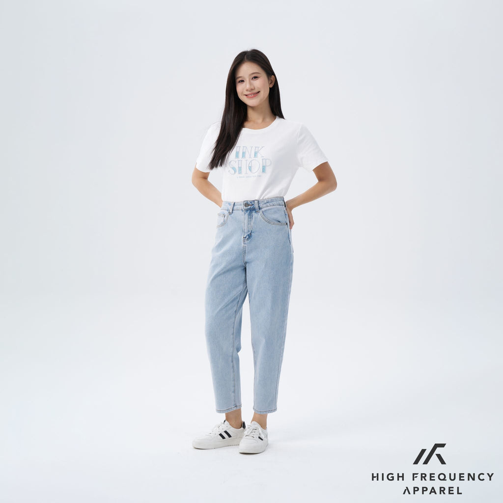 High Waisted Ankle-Length Mom Denim Jeans