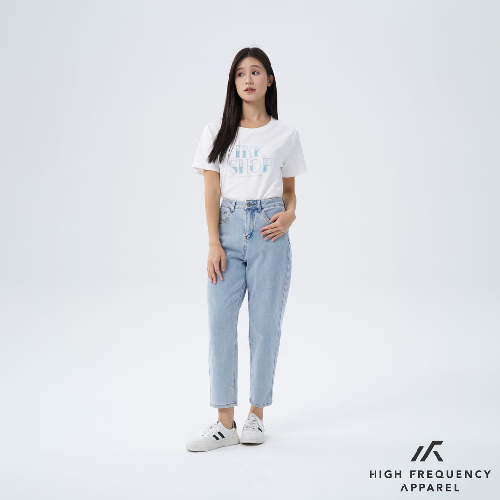 High Waisted Ankle-Length Mom Denim Jeans