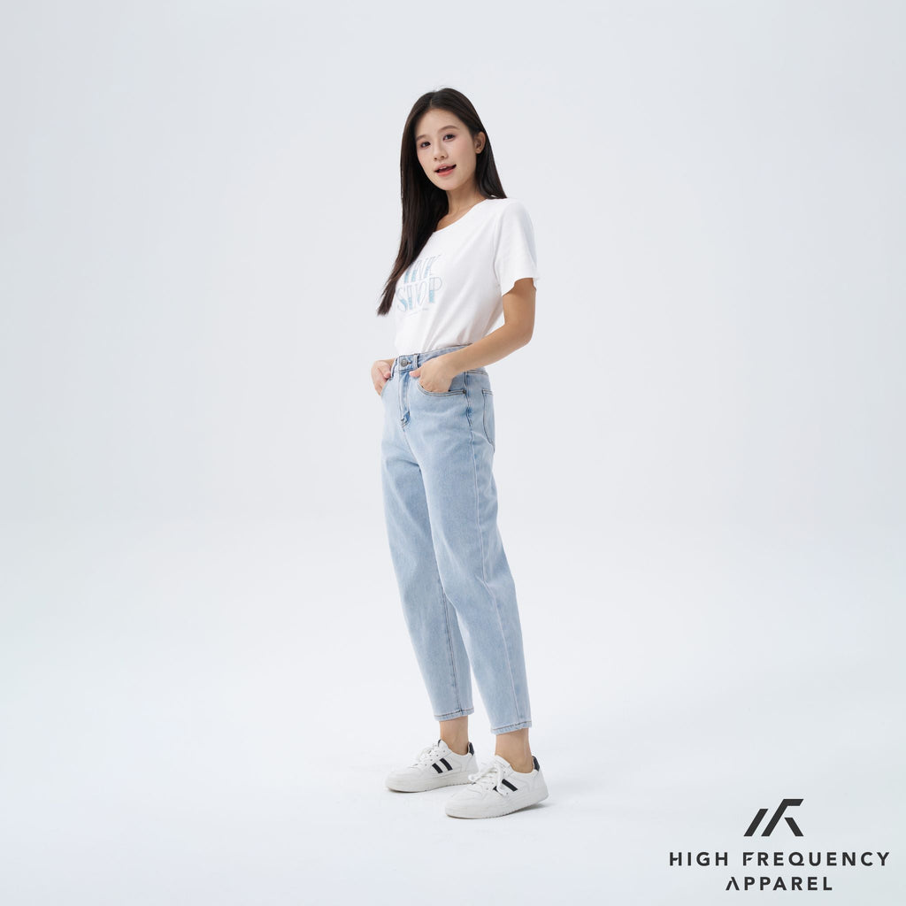 High Waisted Ankle-Length Mom Denim Jeans