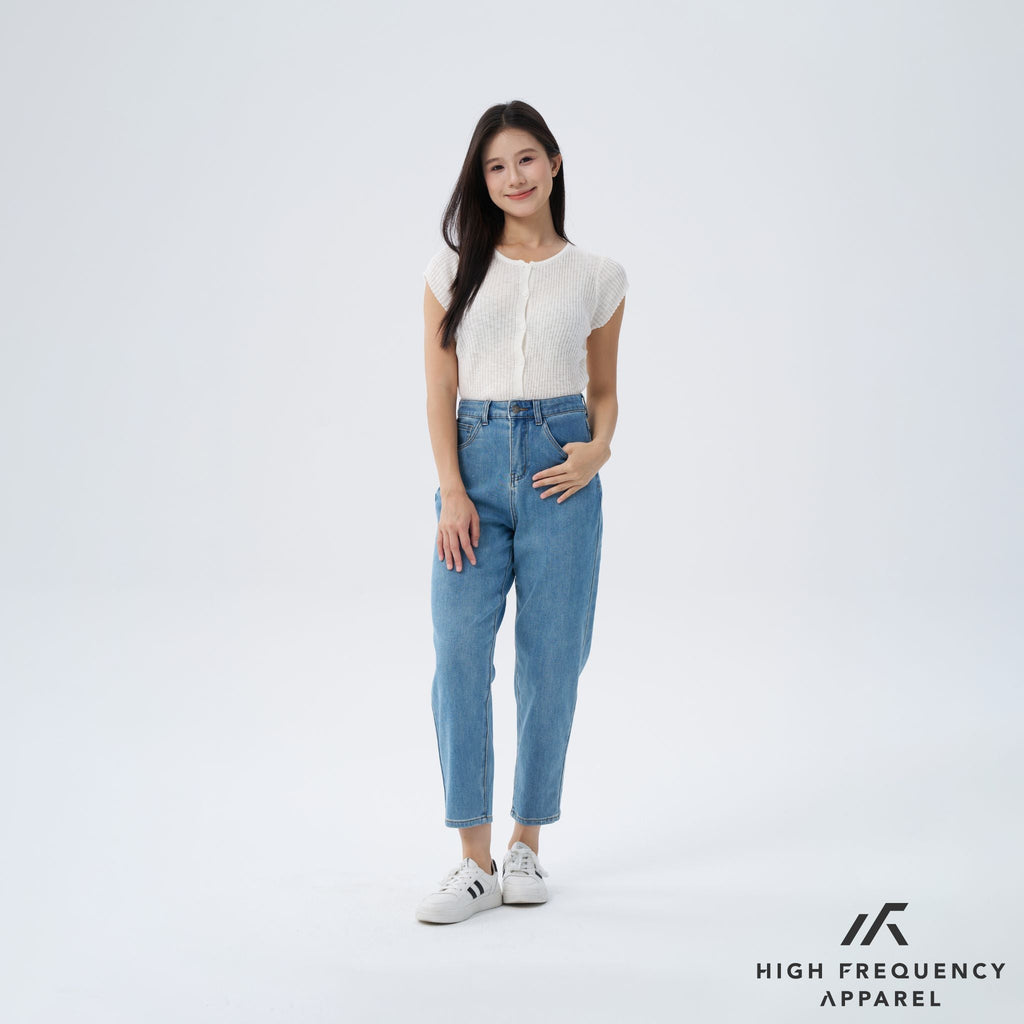 High Waisted Ankle-Length Mom Denim Jeans