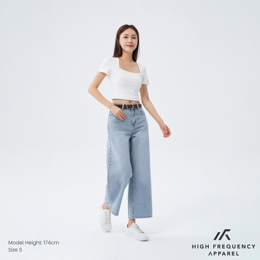 Wide Leg Mid-Waisted Ankle Length Denim Jeans