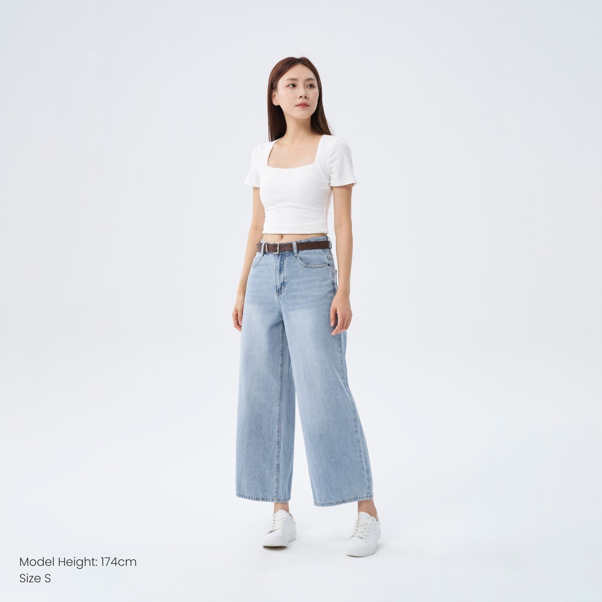 Wide Leg Mid-Waisted Ankle Length Denim Jeans