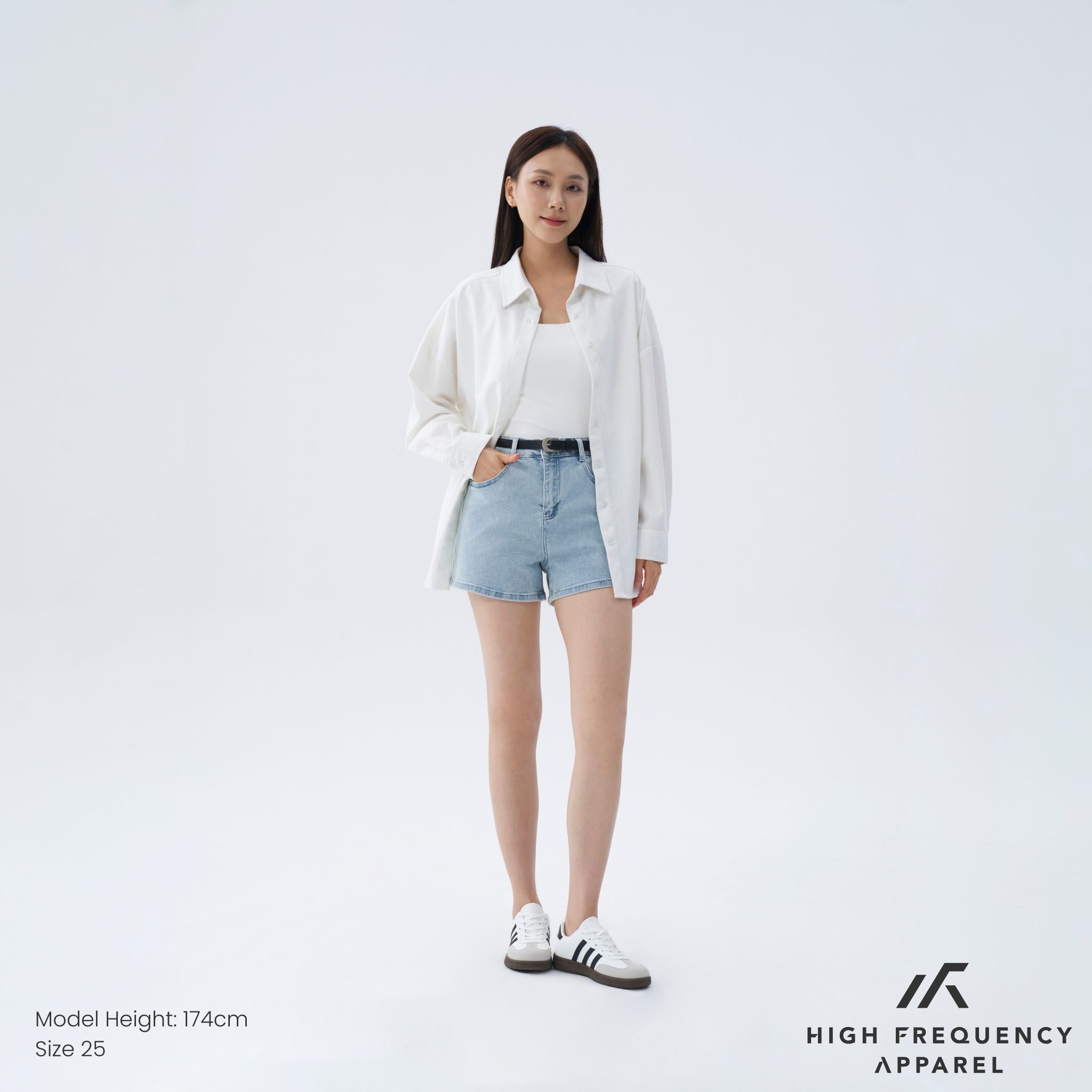 Mid-Waisted Stretch Denim Shorts