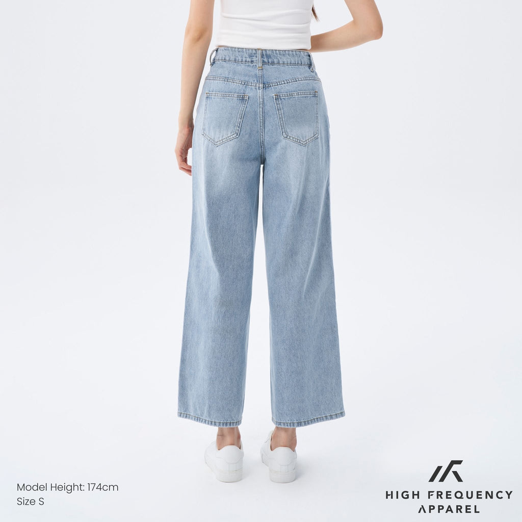 Wide Leg Mid-Waisted Ankle Length Denim Jeans