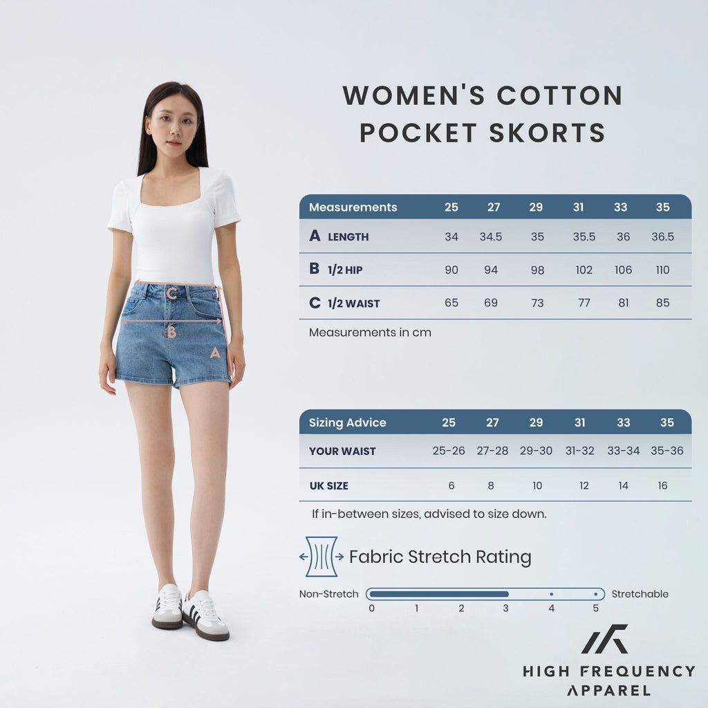 Mid-Waisted Stretch Denim Shorts