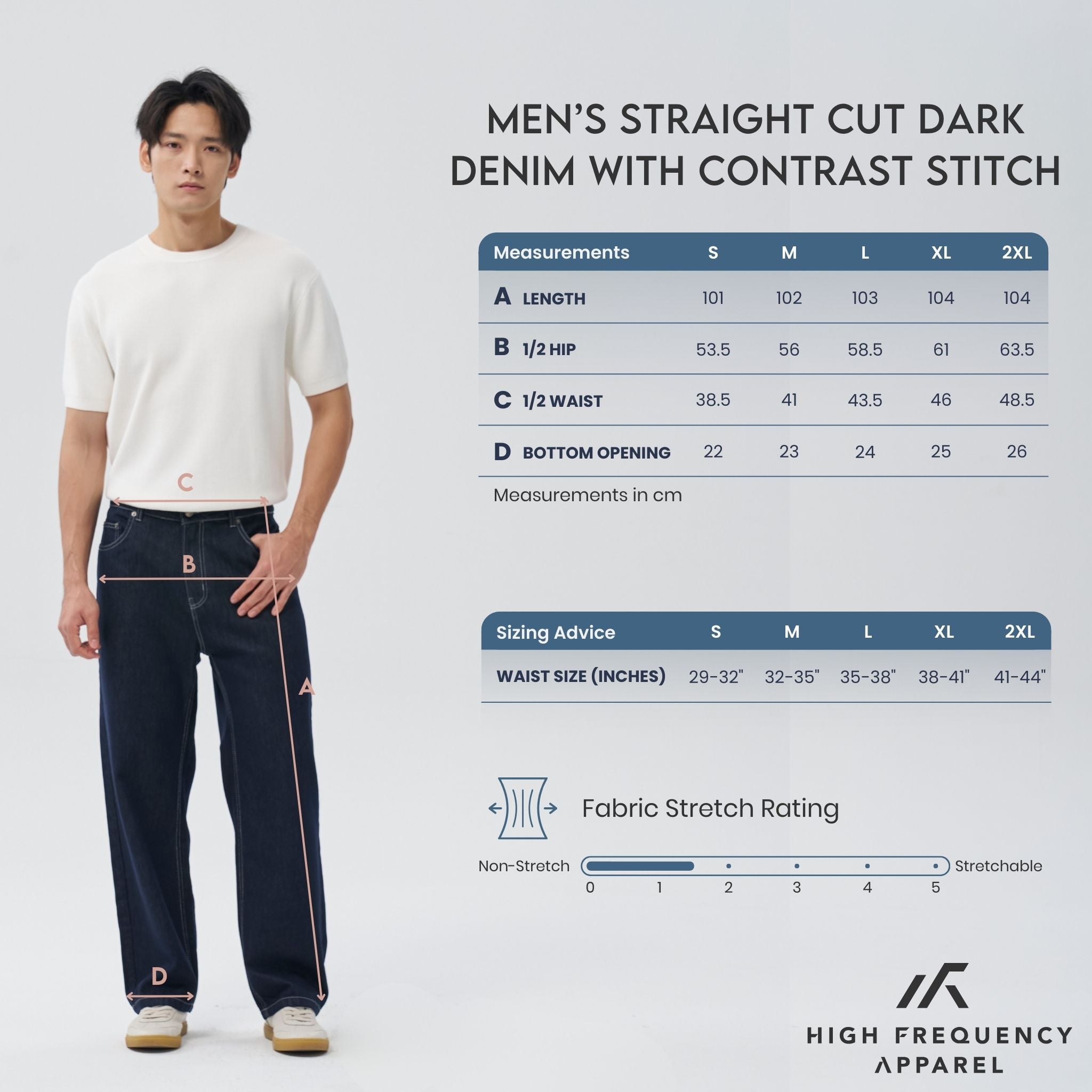 Straight Cut Dark Denim With Contrast Stitch