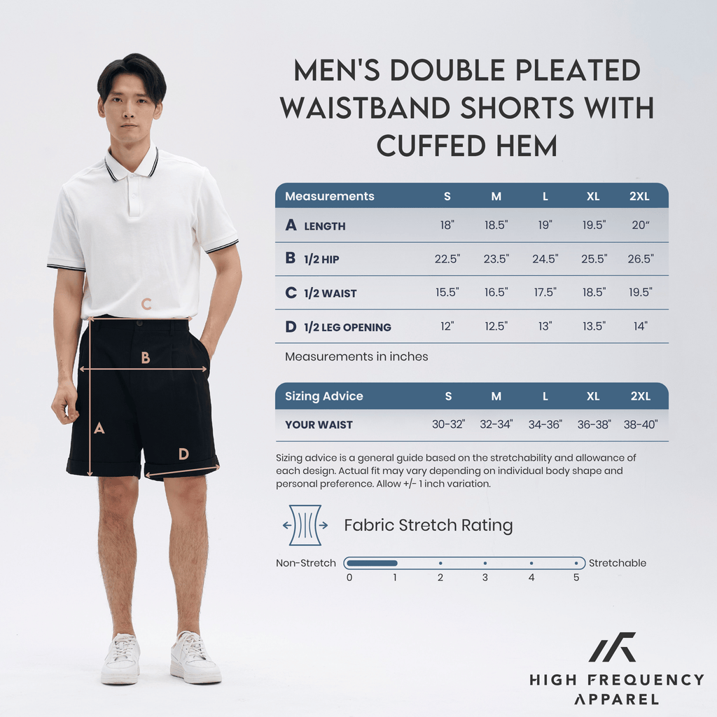 Double Pleated Waistband Shorts with Cuffed Hem