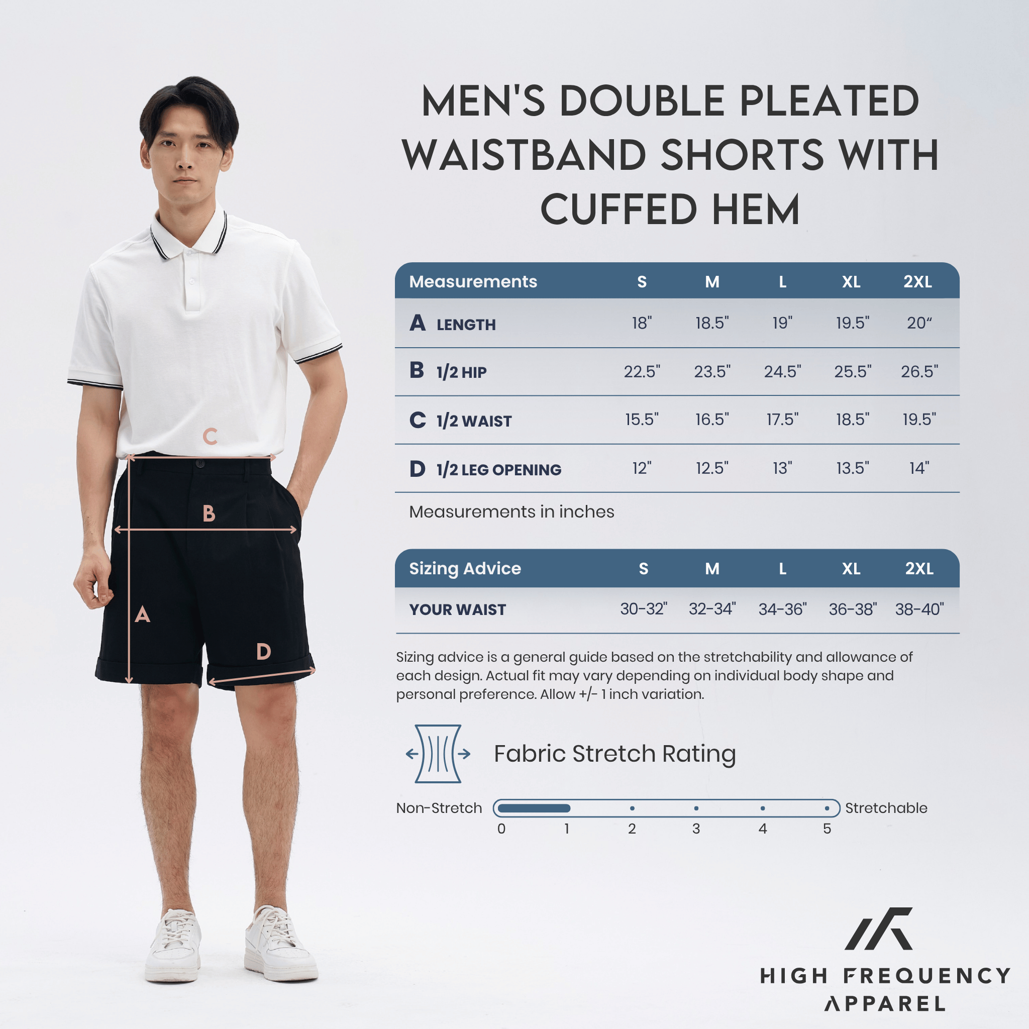 Double Pleated Waistband Shorts with Cuffed Hem