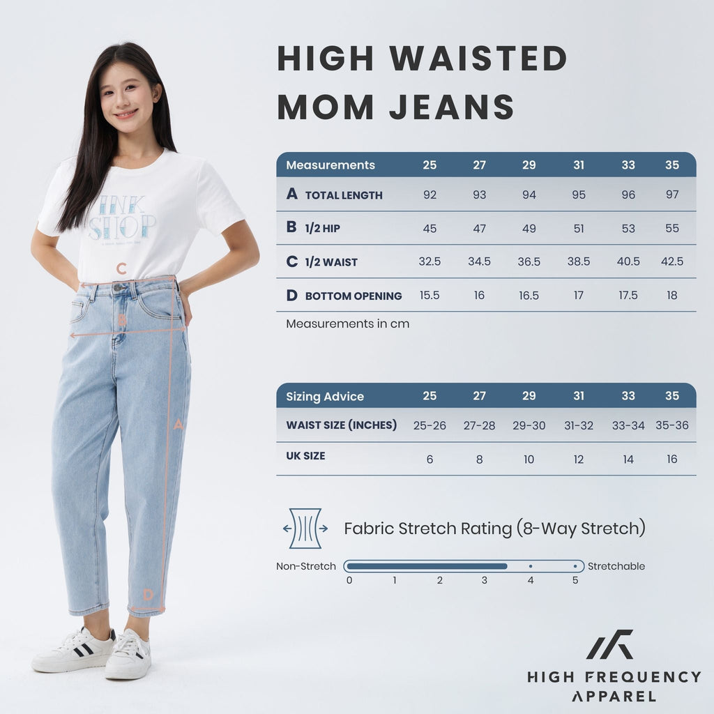 High Waisted Ankle-Length Mom Denim Jeans
