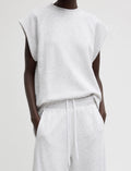 TIBI Spring Tweedy Sweatshirting Sleeveless Easy Top in White Multi