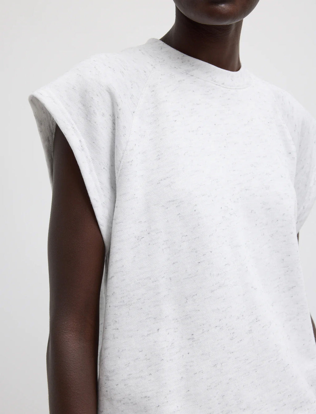 TIBI Spring Tweedy Sweatshirting Sleeveless Easy Top in White Multi