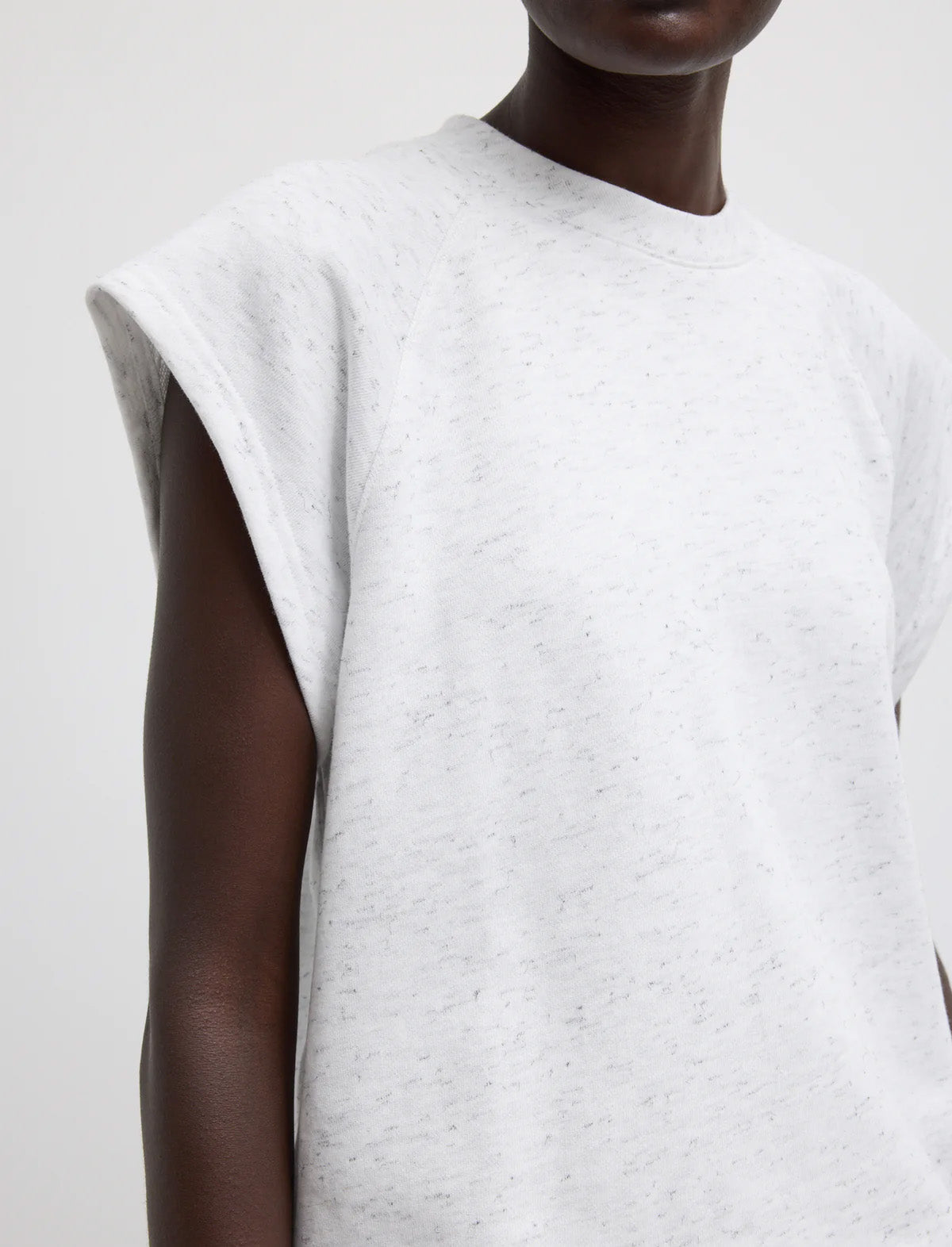TIBI Spring Tweedy Sweatshirting Sleeveless Easy Top in White Multi