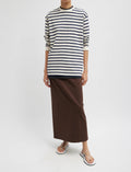 TIBI Striped Perfect Unisex Long Sleeve T-Shirt Navy Multi