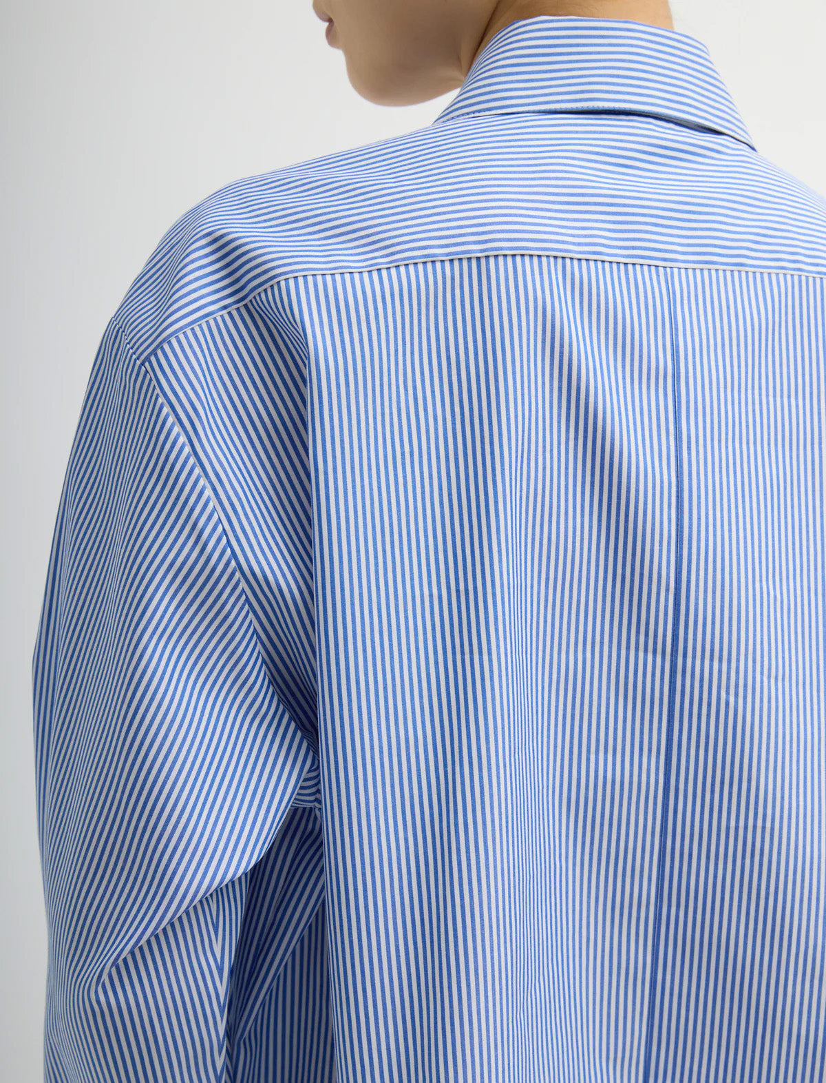 TIBI Striped Shirting Easy Tuxedo Shirt in Blue Multi
