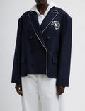 TIBI Superfine Wool Flannel Rene Blazer in Navy