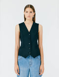 TIBI Fundamental Tropical Wool Vest in Black