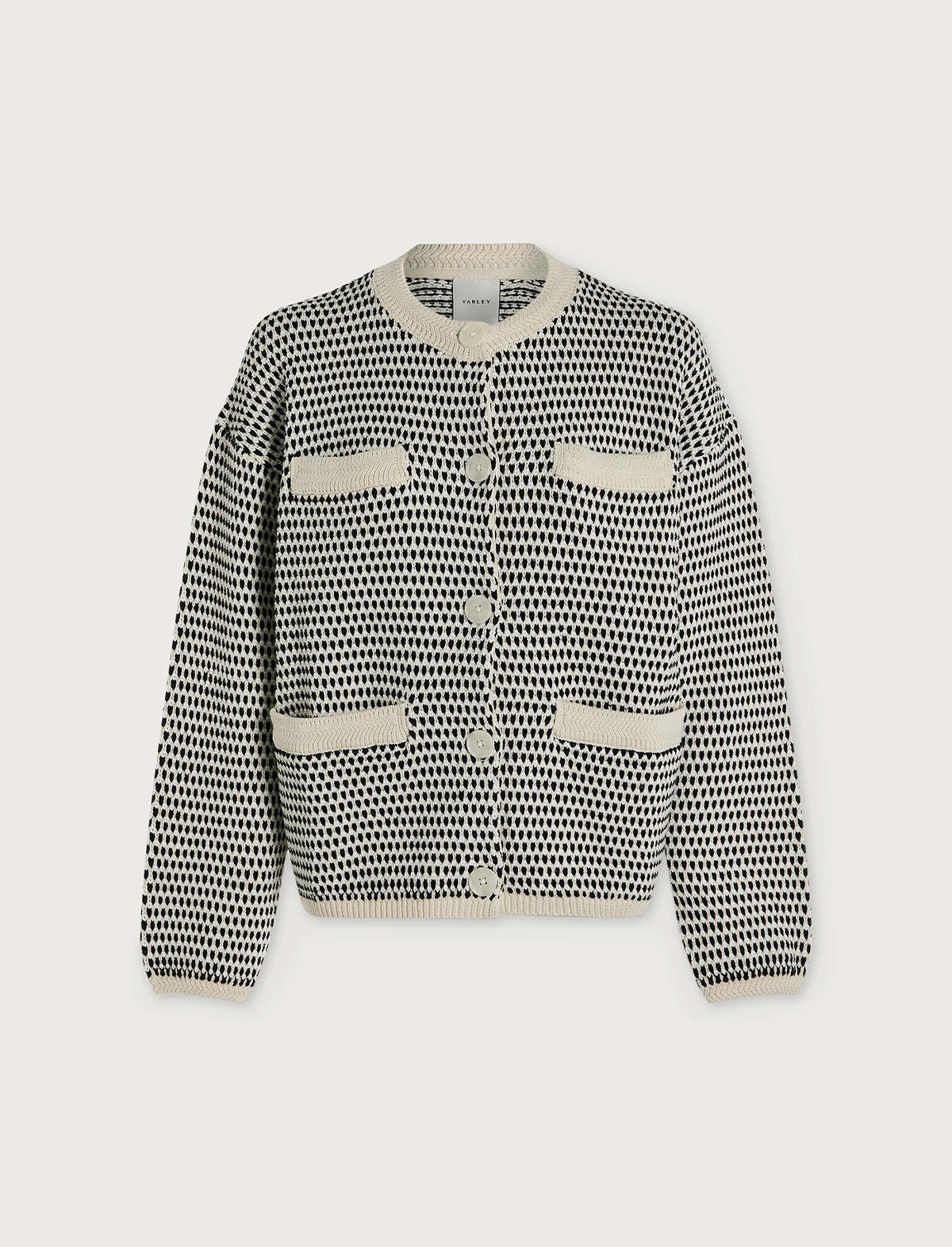 VARLEY Tidewell Textured Knit Jacket in Birch Multi Stitch