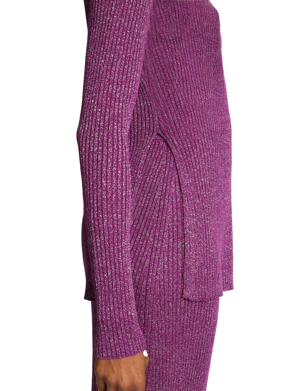 PROENZA SCHOULER WHITE LABEL Lurex Crewneck Sweater in Magenta/Silver