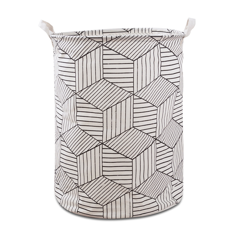 Cubes Geometric Laundry Basket - White