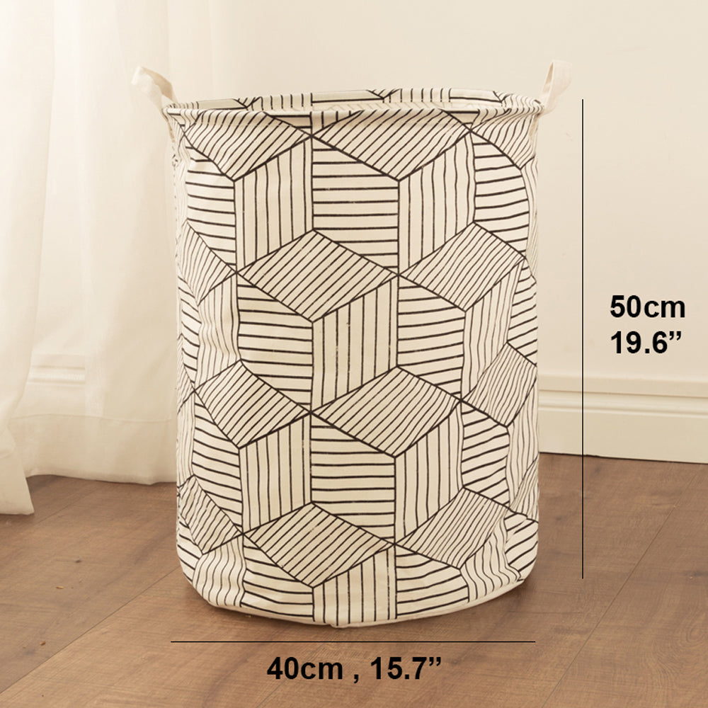Cubes Geometric Laundry Basket - White