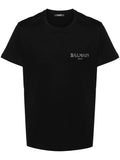 Balmain Vintage Silver Gel Logo T-Shirt in Black