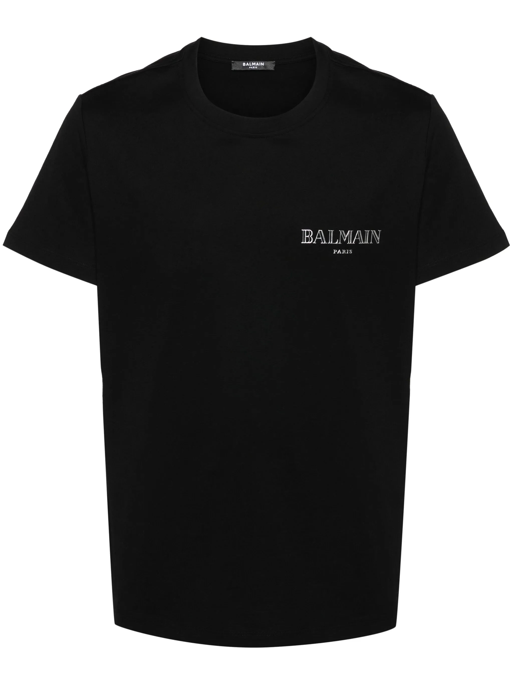 Balmain Vintage Silver Gel Logo T-Shirt in Black