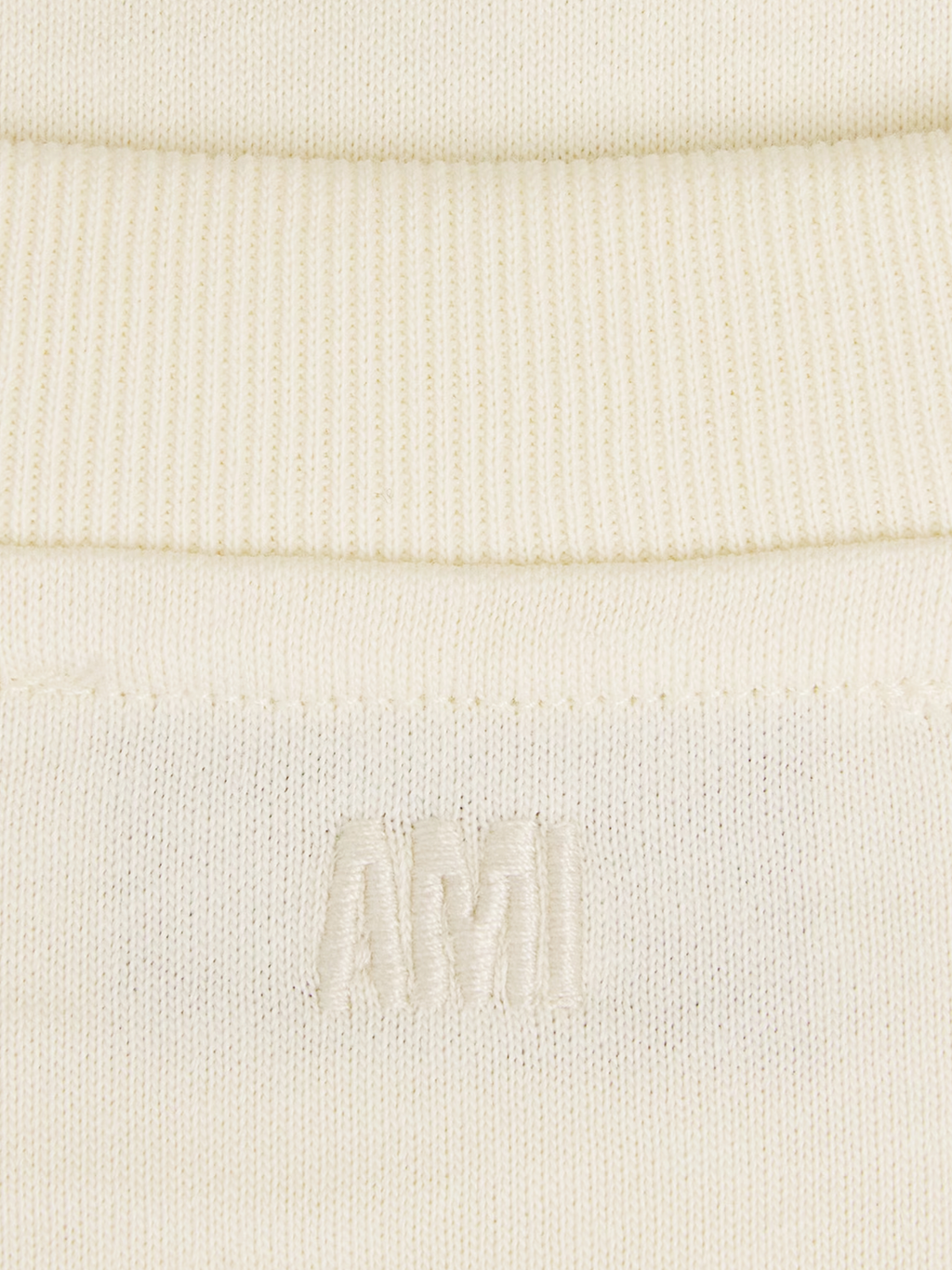 Ami Paris Ami De Coeur Zig Zag Logo T-Shirt in Beige