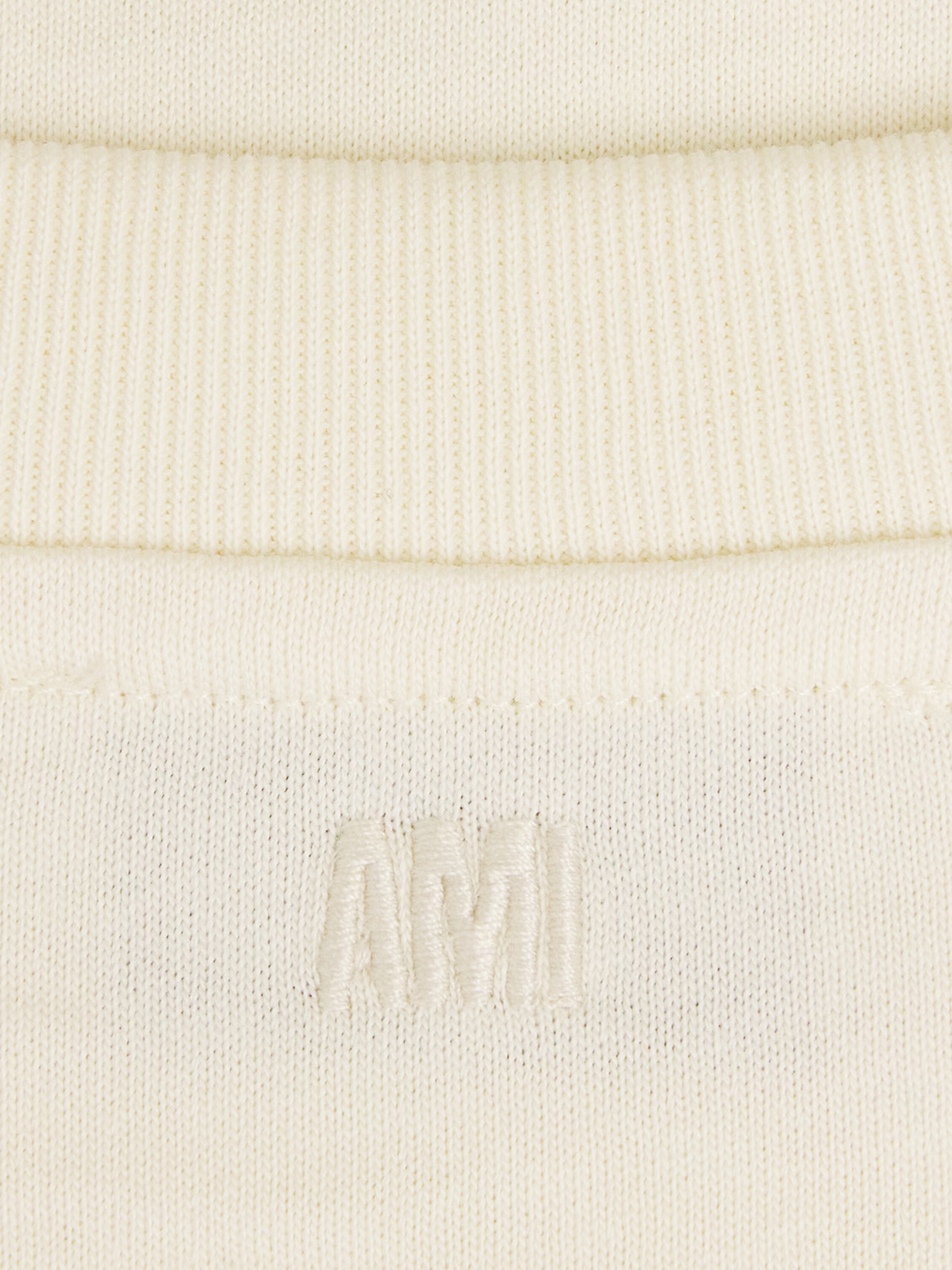 Ami Paris Ami De Coeur Zig Zag Logo T-Shirt in Beige