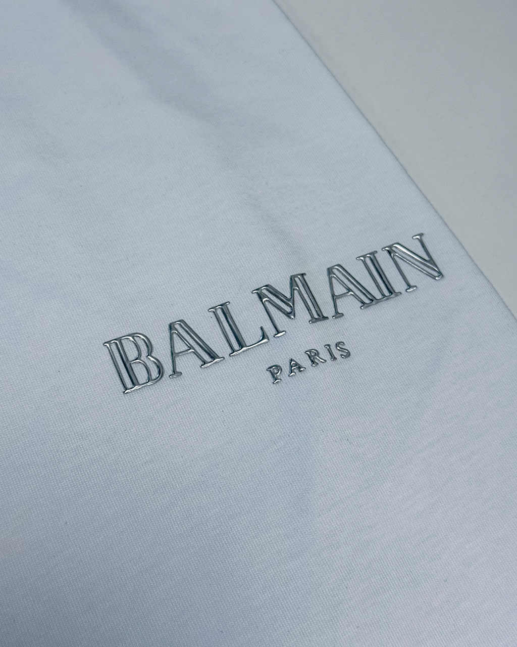 Balmain Vintage Silver Gel Logo T-Shirt in White