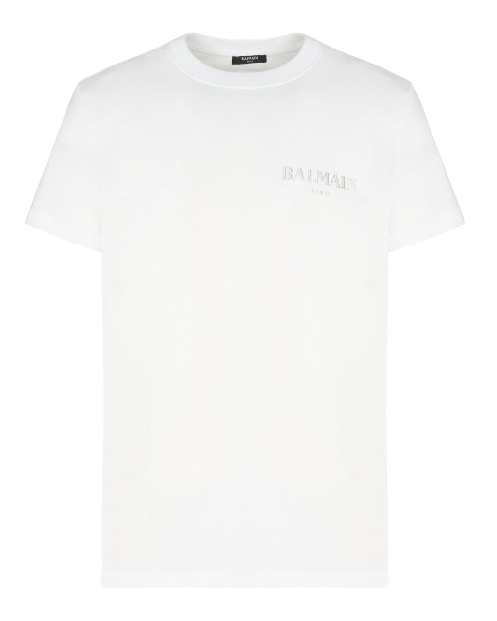 Balmain Vintage Silver Gel Logo T-Shirt in White