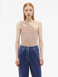 REMAIN Jersey One-Shoulder Top in Warm Taupe