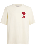 Ami Paris Ami De Coeur Zig Zag Logo T-Shirt in Beige