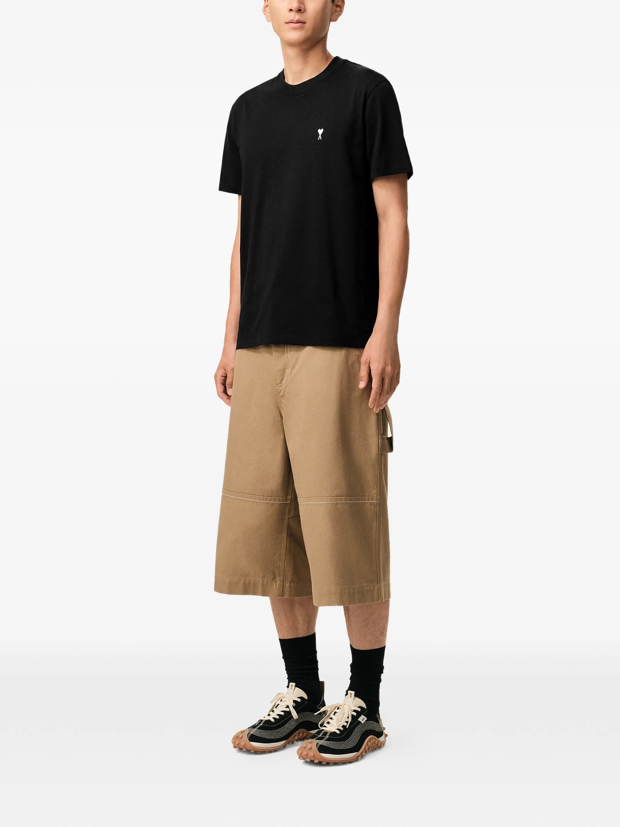 Ami Paris Ami de Couer White Logo T-Shirt in Black